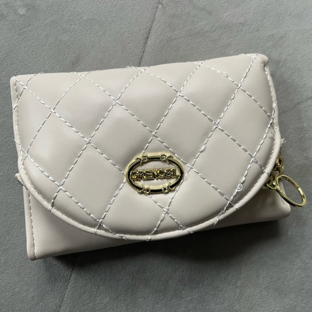 Grenobil Women’s Quilted Wallet with Coin Pouch – Cream Trifold Card Holder - Picture 2 of 7